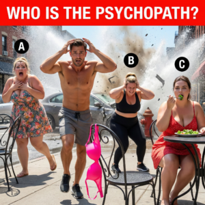 A car crash scene where one woman continues eating calmly while others scream and panic, revealing her psychopathic lack of fear.