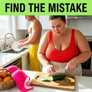 A woman slicing a cucumber on a cutting board, but she is holding the chef's knife completely upside down.